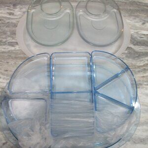 Vintage Tupperware Preludio New Acrylic Oval Divided Server with 2 Snack Trays